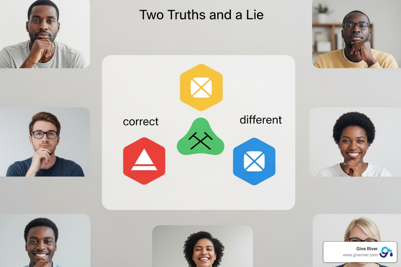 Two Truths and a Lie game screen - Virtual happy hour games