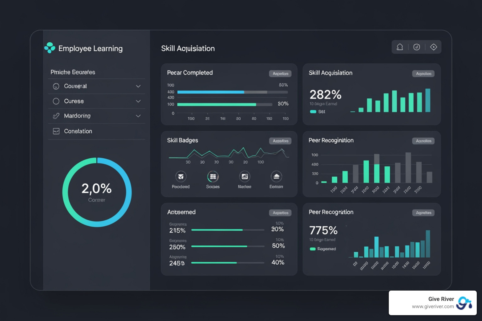 dashboard showing integrated learning and recognition metrics - learning and development tools dashboard showing integrated learning and recognition metrics - learning and development tools