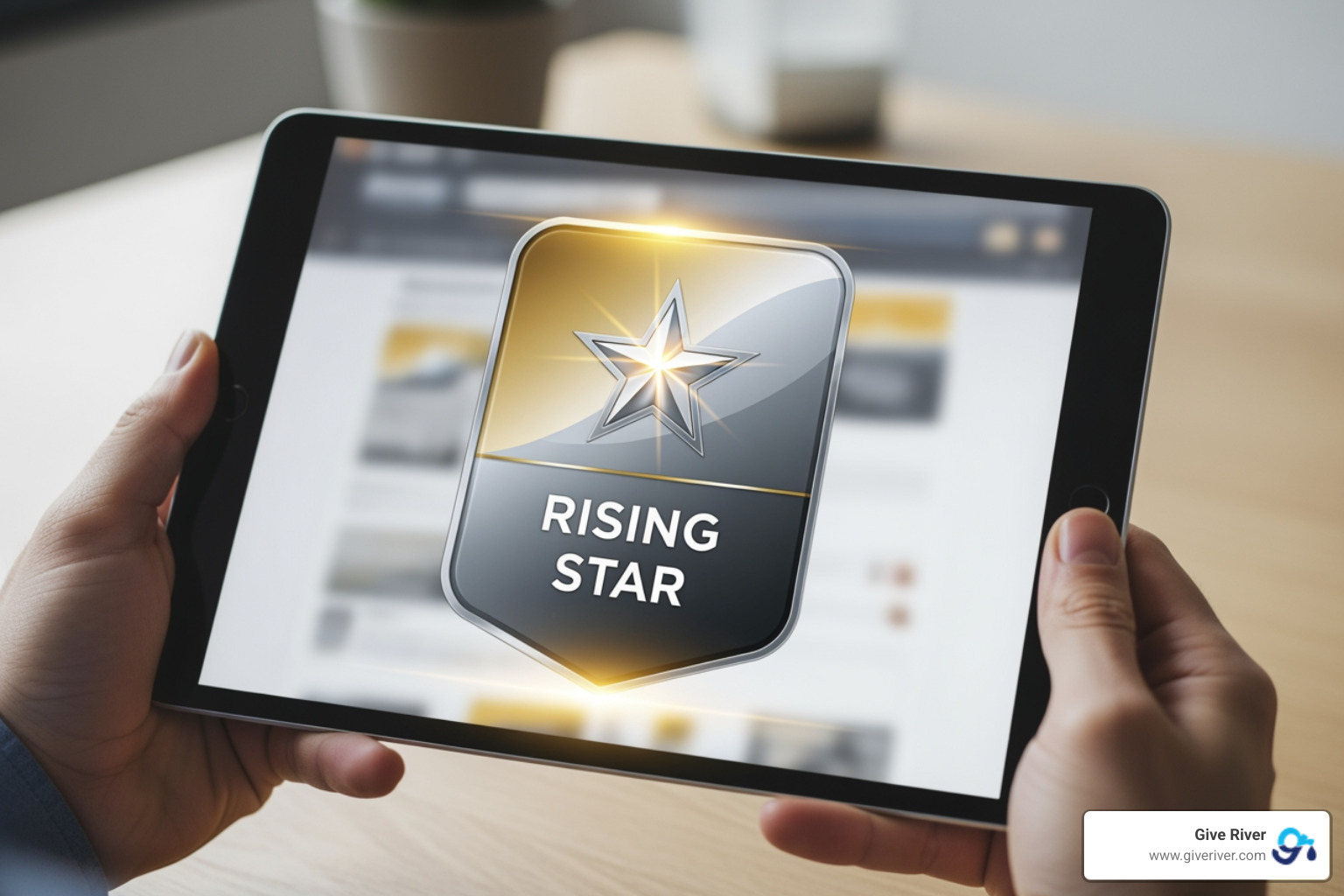 digital rising star badge on screen - workplace recognition awards digital rising star badge on screen - workplace recognition awards