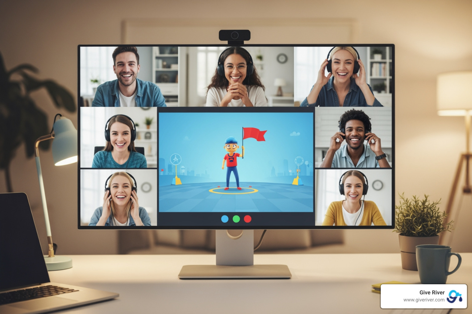 team collaborating on a virtual whiteboard during an online escape room - virtual team games