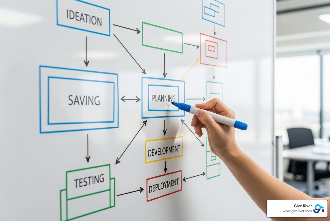 A whiteboard illustrating a Logic Model for a CSR program - Measuring CSR impact A whiteboard illustrating a Logic Model for a CSR program - Measuring CSR impact