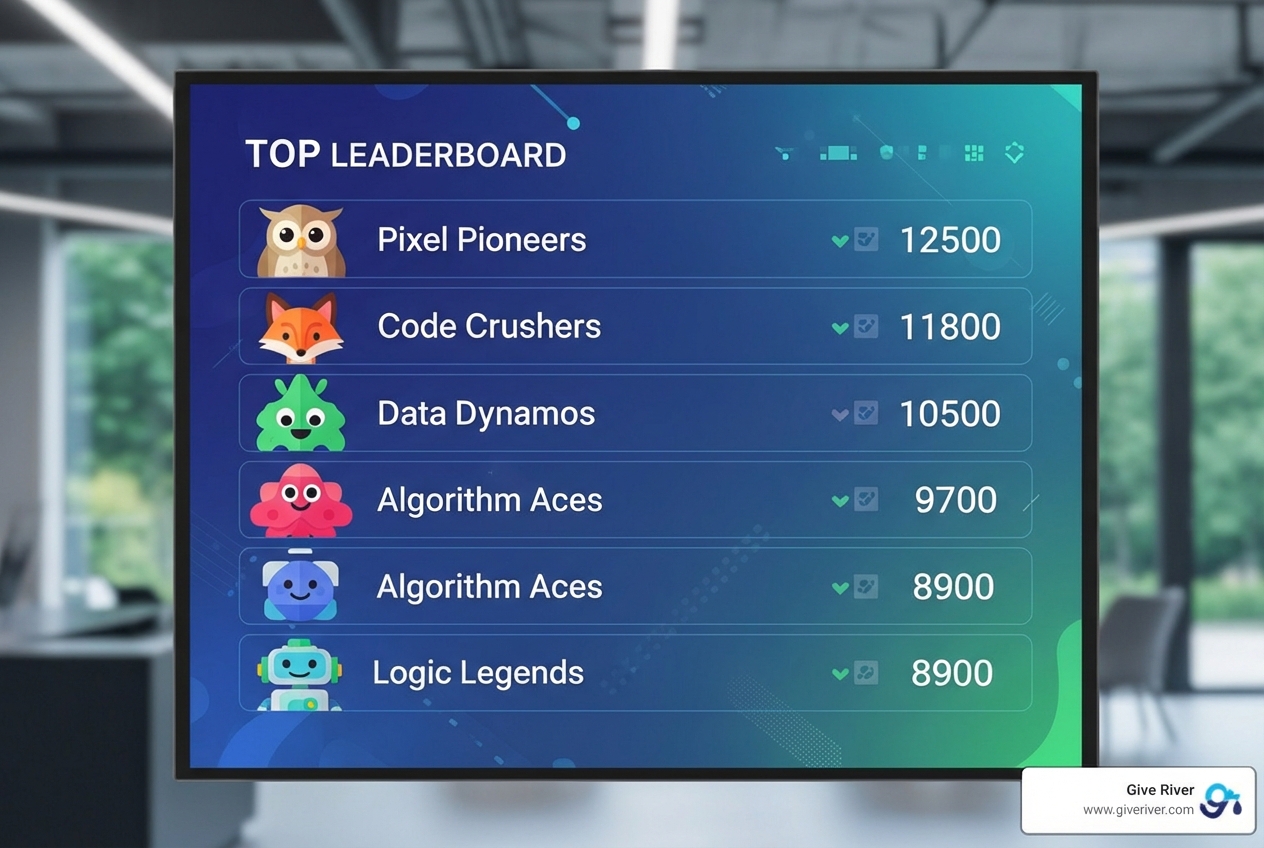 leaderboard showing team scores and fun avatars - best free online trivia games for groups