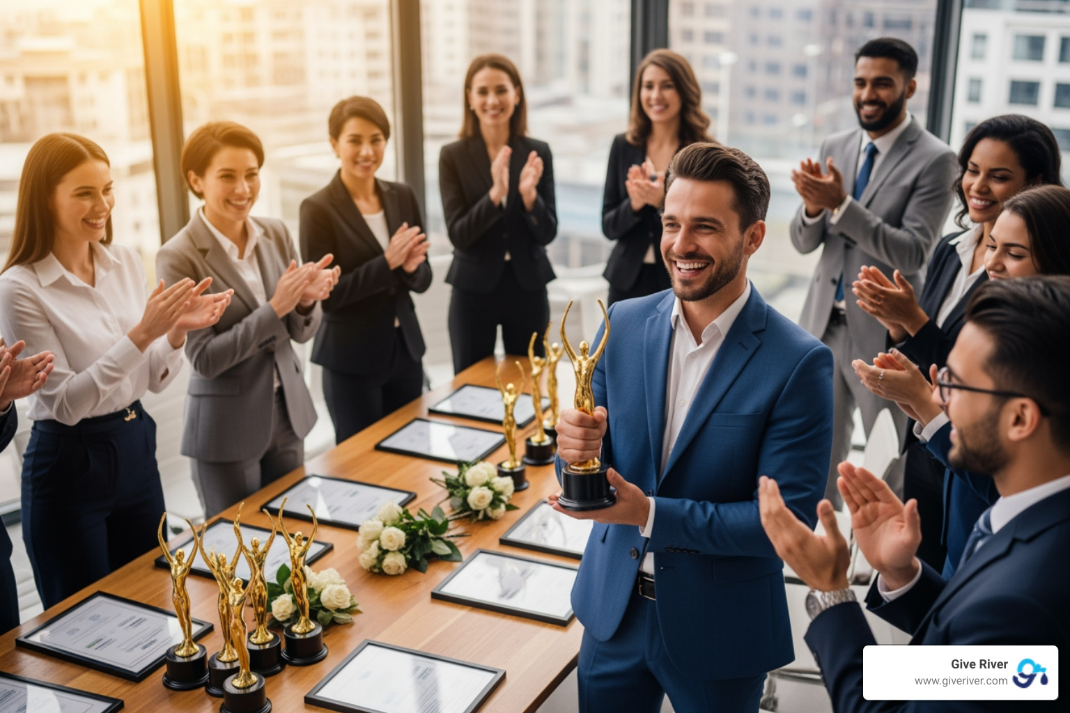 employees using a recognition software platform - award recognition ideas