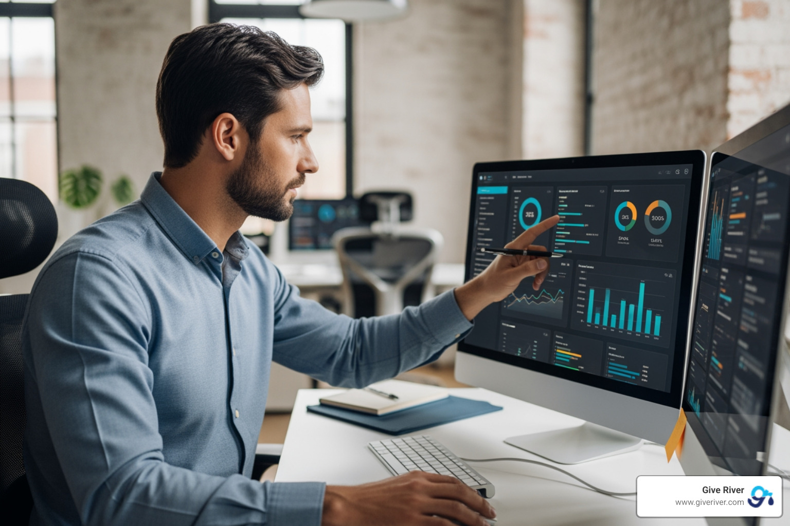 manager reviewing engagement data - employee engagement toolkit