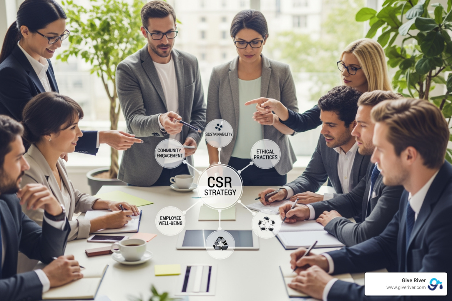 sustainability report dashboard showing carbon footprint and social impact metrics - strategies for corporate social