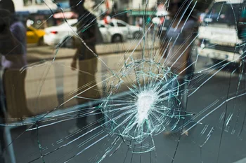 Broken window glass example