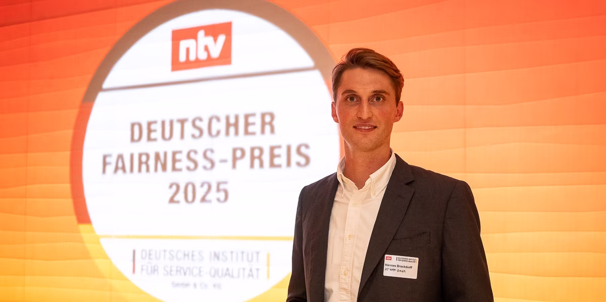 Geschäftsführer Hannes Brockdorff bei der Preisverleihung des deutschen Fairness Preises 2025