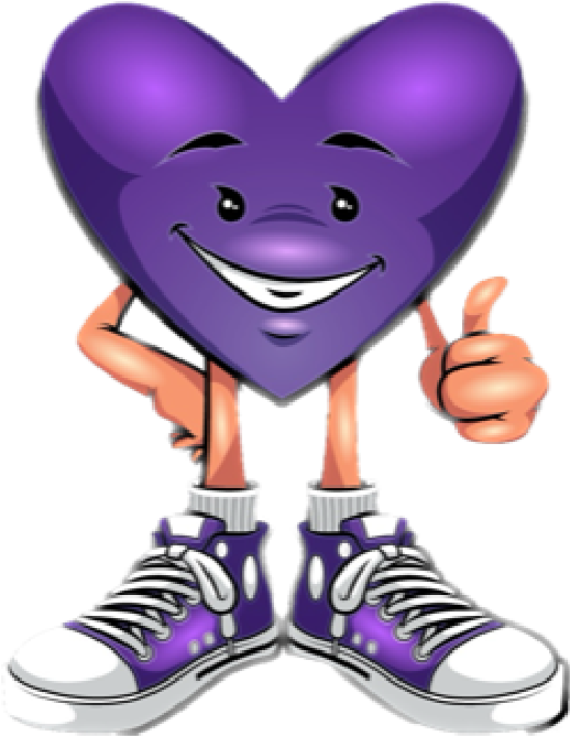 purple heart give you thumbs up, and smiling.