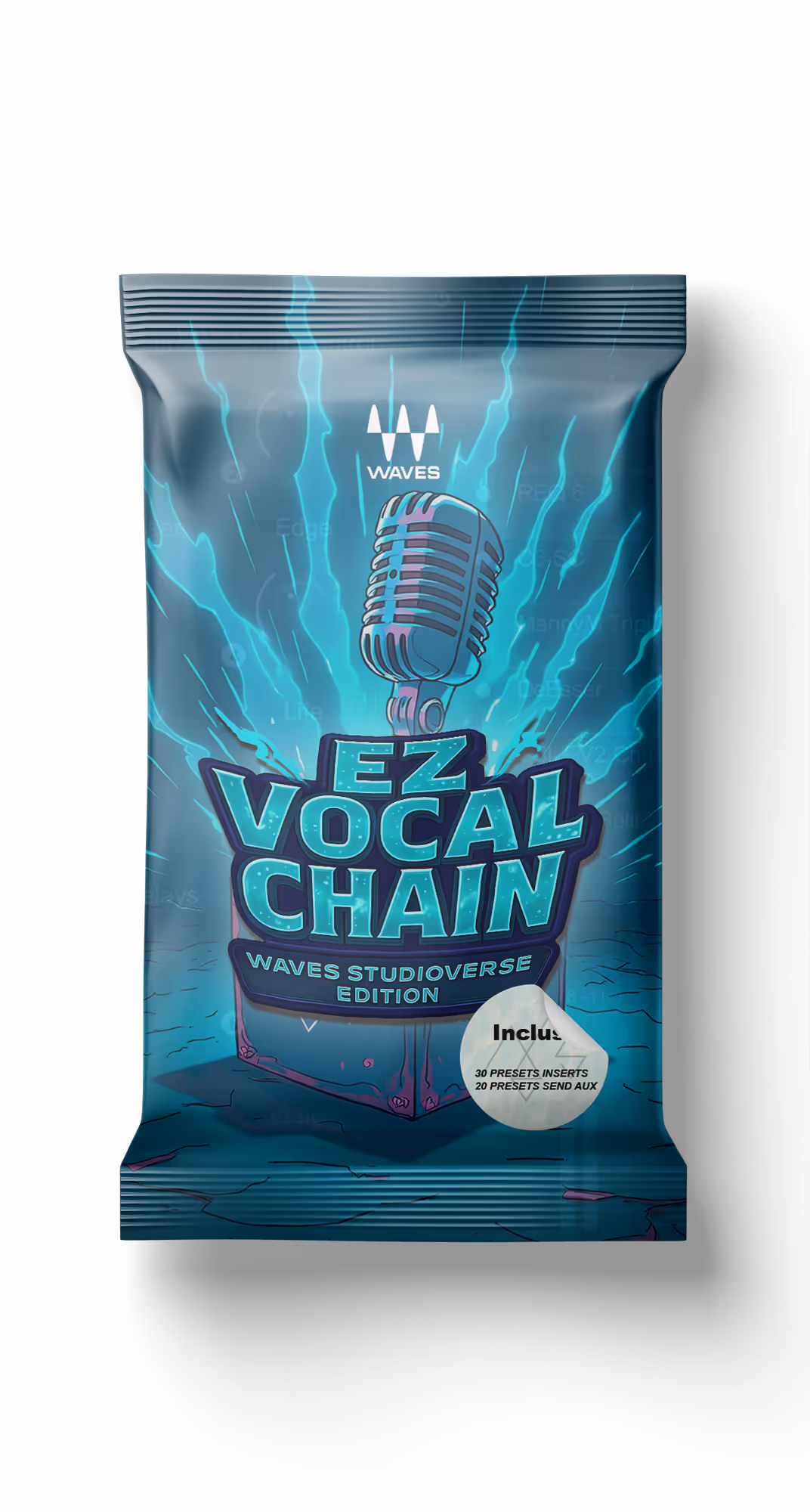 Packaging d'EZ Vocal Chain : Waves Studioverse Edition, pack de presets de traitement vocal par ME6 Prod.
