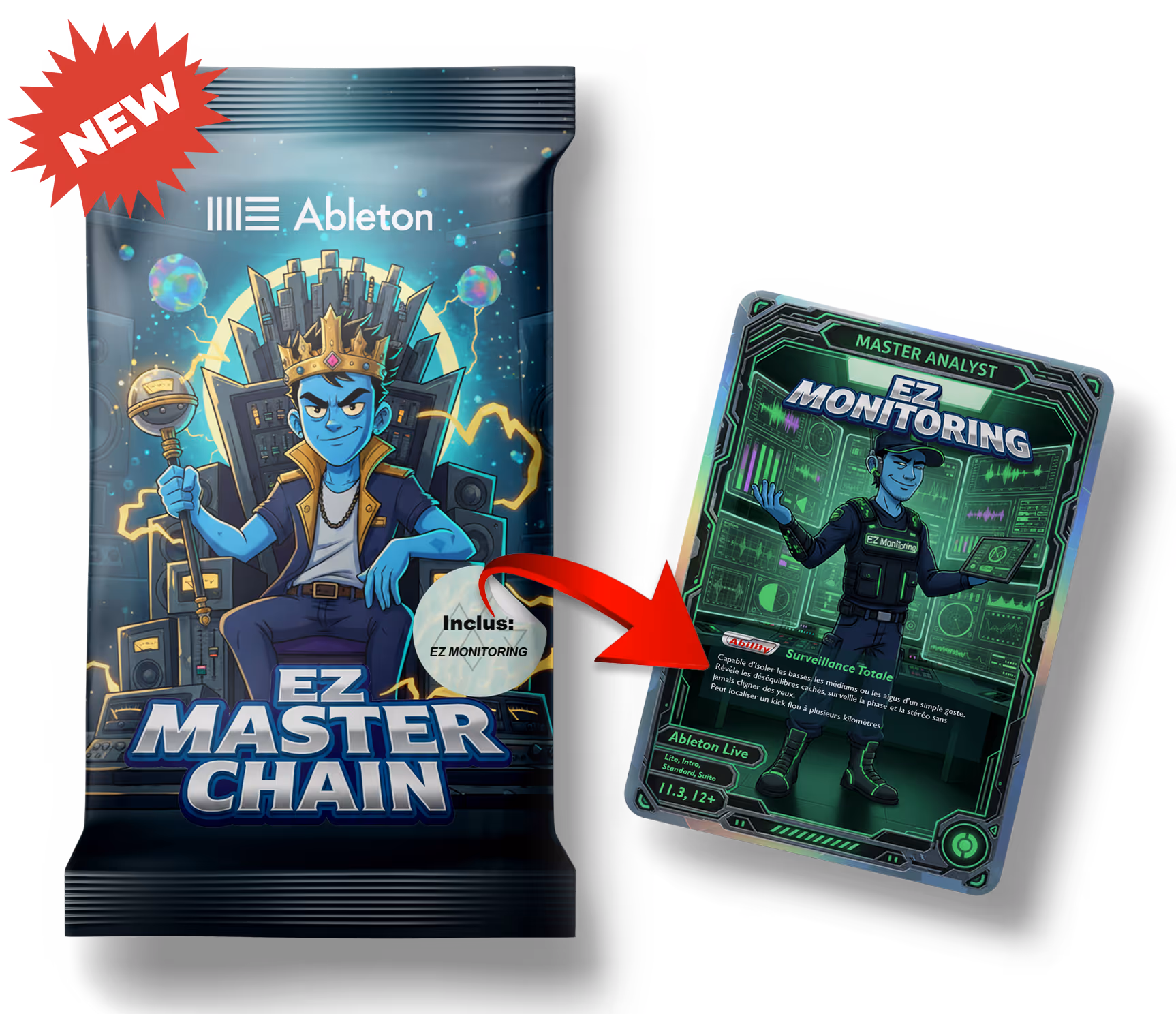 Mockup du EZ Master Chain, outil de mastering par ME6 Prod + EZ Monitoring, outil d'analyse par ME6 Prod.