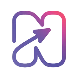 Stylized letter N with an arrow curving upward and to the right, in a gradient from purple to pink.