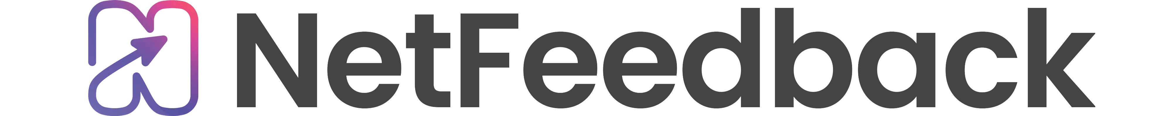NetFeedback company logo with stylized letter N and arrow in gradient purple and pink, next to black text reading NetFeedback.