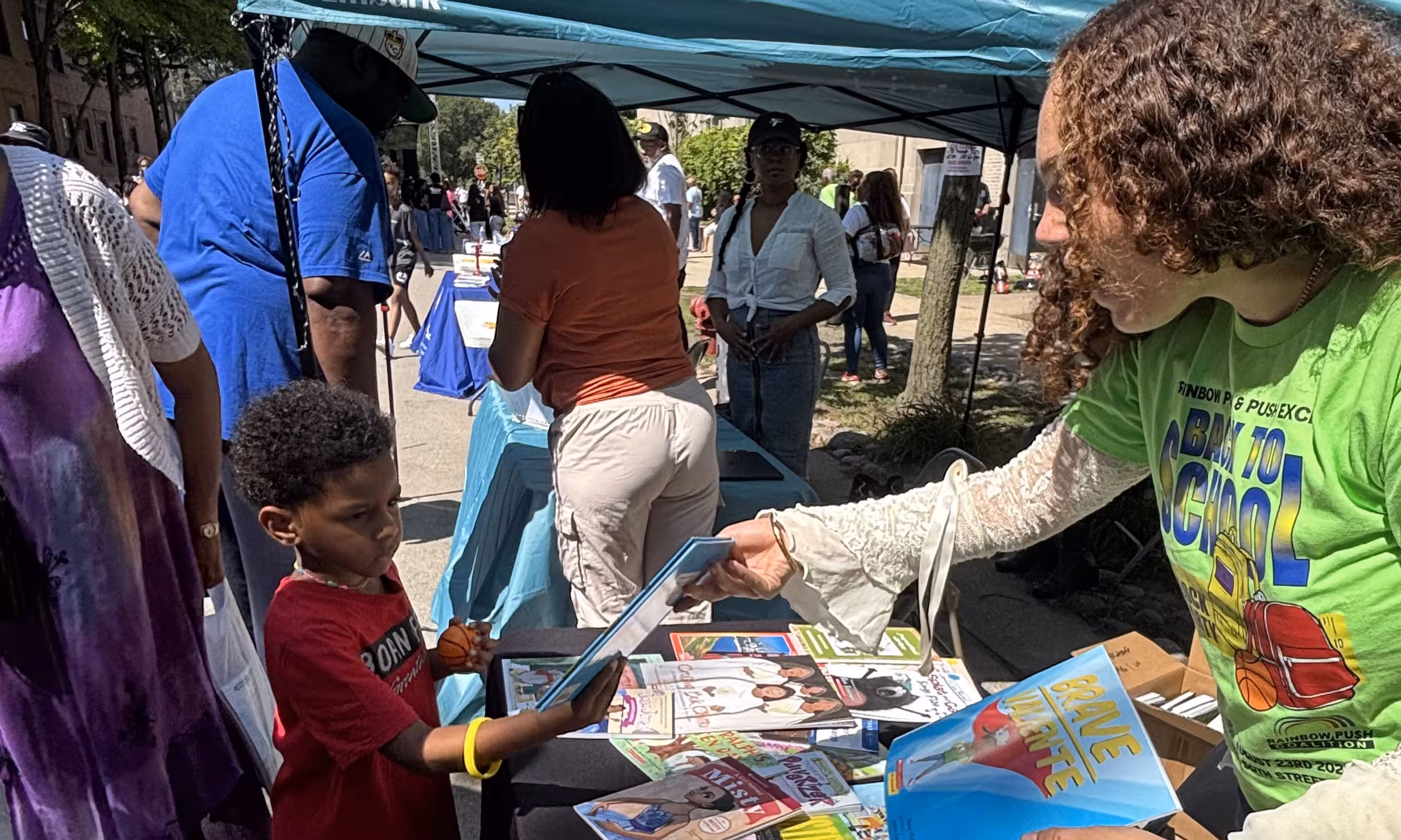 Handing out books in Chicago's South Side