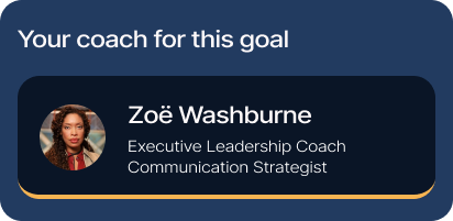 A screenshot of the name and profile of the coach for the goal of communicating like a leader.