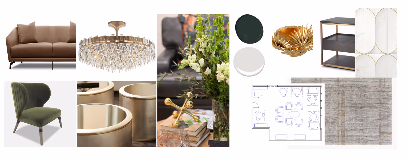 A collection of images of a living room, including a vase of flowers, a book, and a chandelier. Stacy Nicole Interiors is a full-service North Carolina interior design firm. Luxury interior design in Charlotte-based at 1515 Mockingbird Lane, Suite 420, Charlotte, NC 28209