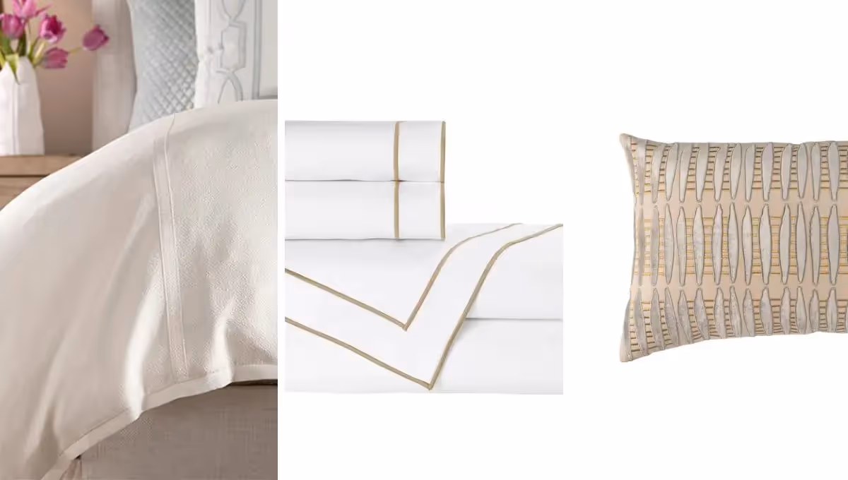 luxury ivory queen bedding. lili Alessandra bedding at Stacy Nicole Interiors