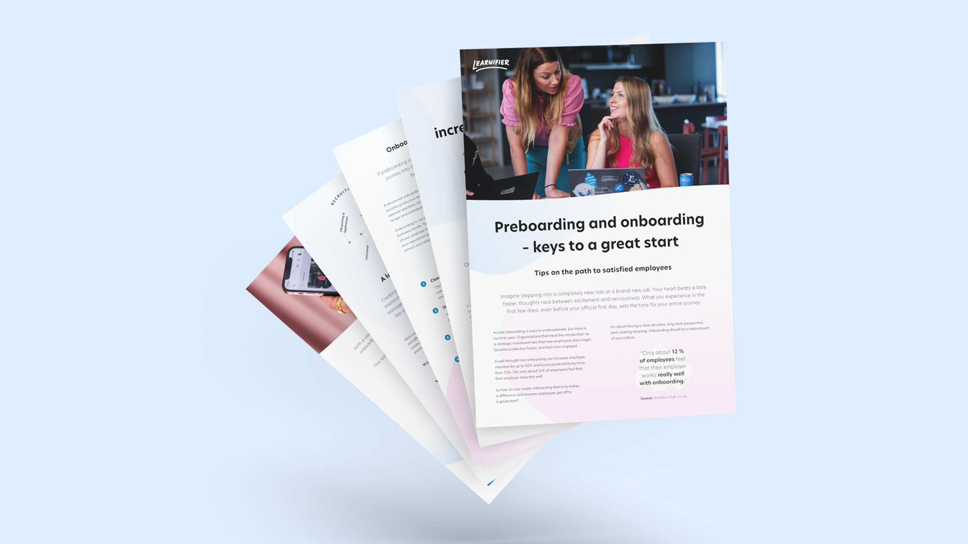 Vorschau von Learnifiers Preboarding- und Onboarding-Leitfaden – Tipps und Best Practices für einen großartigen Start für neue Mitarbeitende.