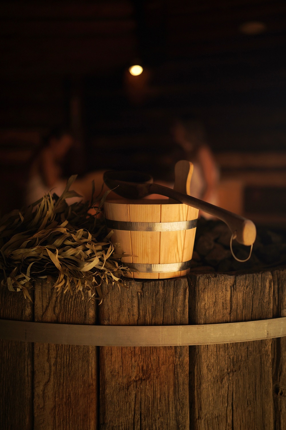 Revival in Kelo sauna with bucket, spoon and birch branches