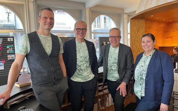 Das Team St.Gallen-Bodensee Tourismus: Andreas Kunz, Leiter Marketing Services, Thomas Kirchhofer, Direktor, Rafael Enzler, Präsident, Chiara Rossi, Leiterin St.Gallen Convention Bureau (v. l.)