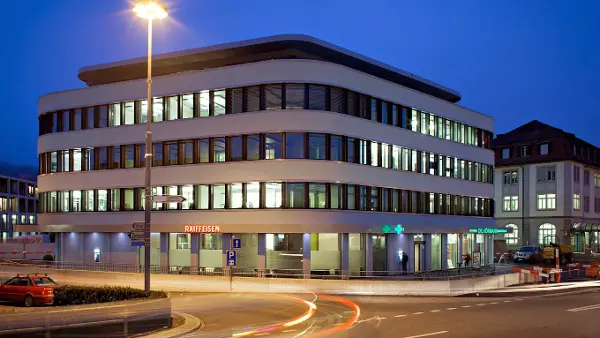 Die Raiffeisenbank Mittelthurgau am Standort Weinfelden.