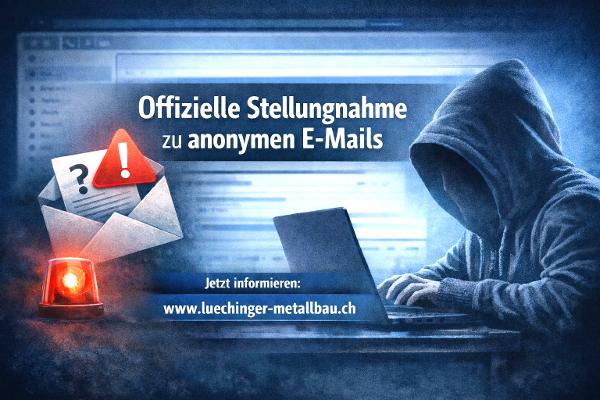 Empfängerinnen und Empfänger der anonymen E-Mails bittet die Lüchinger Metallbau AG, die Inhalte nicht weiterzuverbreiten.