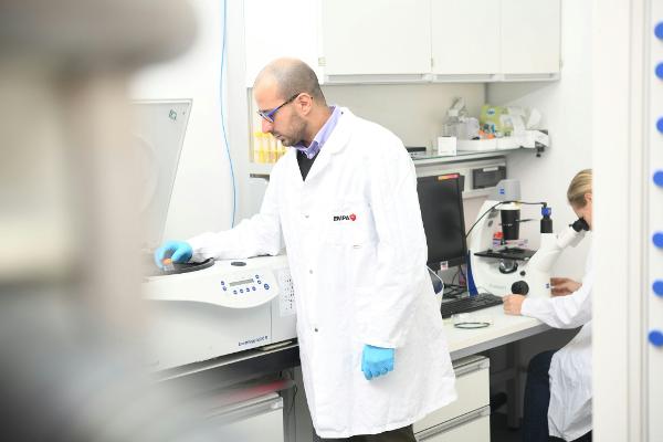 Empa-Forscher Giacomo Reina und sein Team entwickeln Nanozyme, die bei der Behandlung von Gehirntumoren die Heilungschancen verbessern soll.