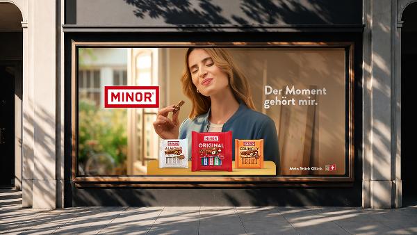 Im Minor-Werbe-Fokus stehen bewusst gewählte Genussmomente, die ein wenig an die Lindor-Werbung und den «Bueno-Moment» erinnern.