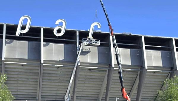 Bald wird hier «Berit Sitterstadion» stehen.