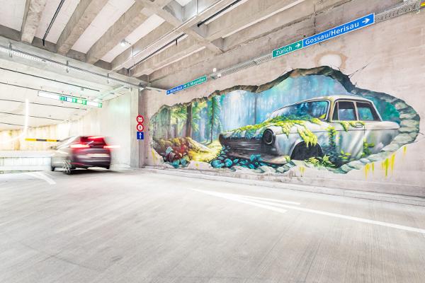 Blick ins St.Galler Parkhaus Central.