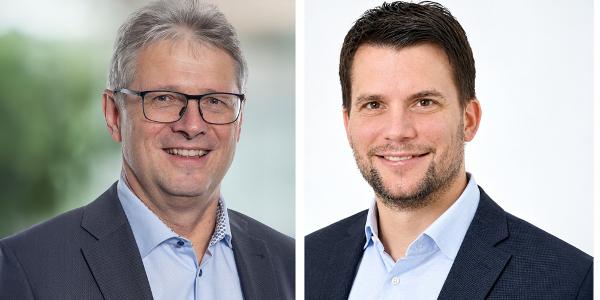 Andreas Gnos (links) und Michael Ammann, sein Nachfolger als Leiter Netz und Technik der Technischen Betriebe Wil TBW.