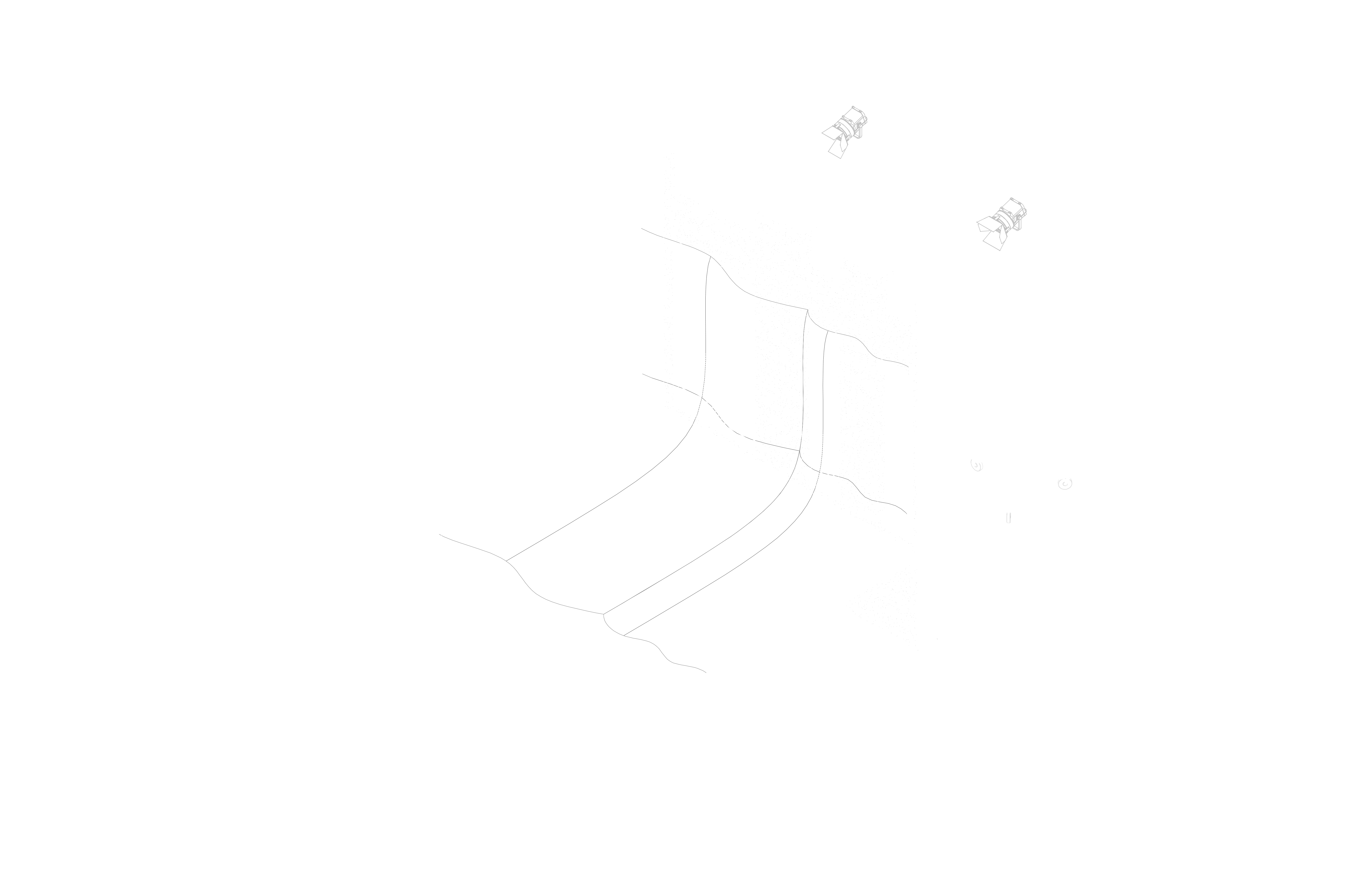 Balmain — axonometric technical planning study showing stage, scenic elements and lighting positions.