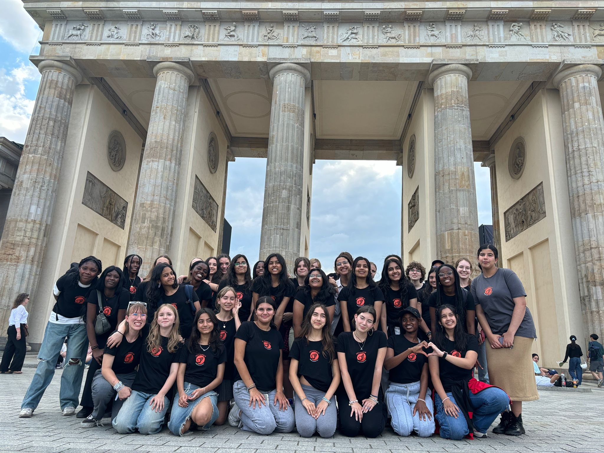 Girls at the Germany Leadership Academy in front of the Brandenburg Gate
