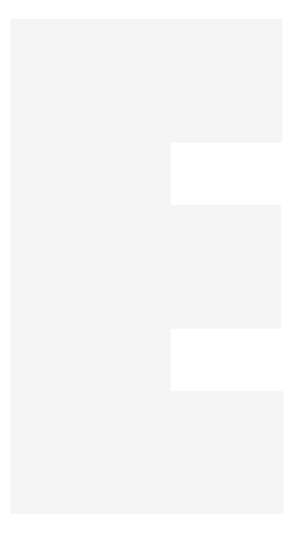 Large uppercase letter E in a light gray color on a white background.