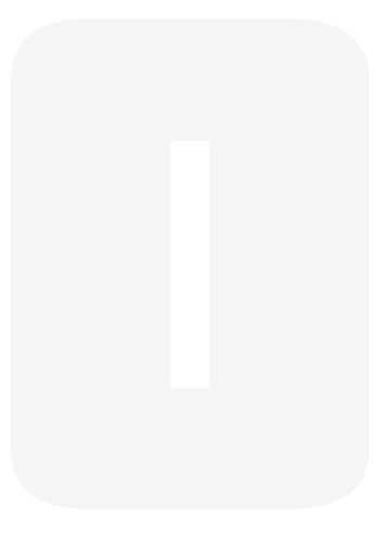 White uppercase letter I centered on a light gray rounded square background.