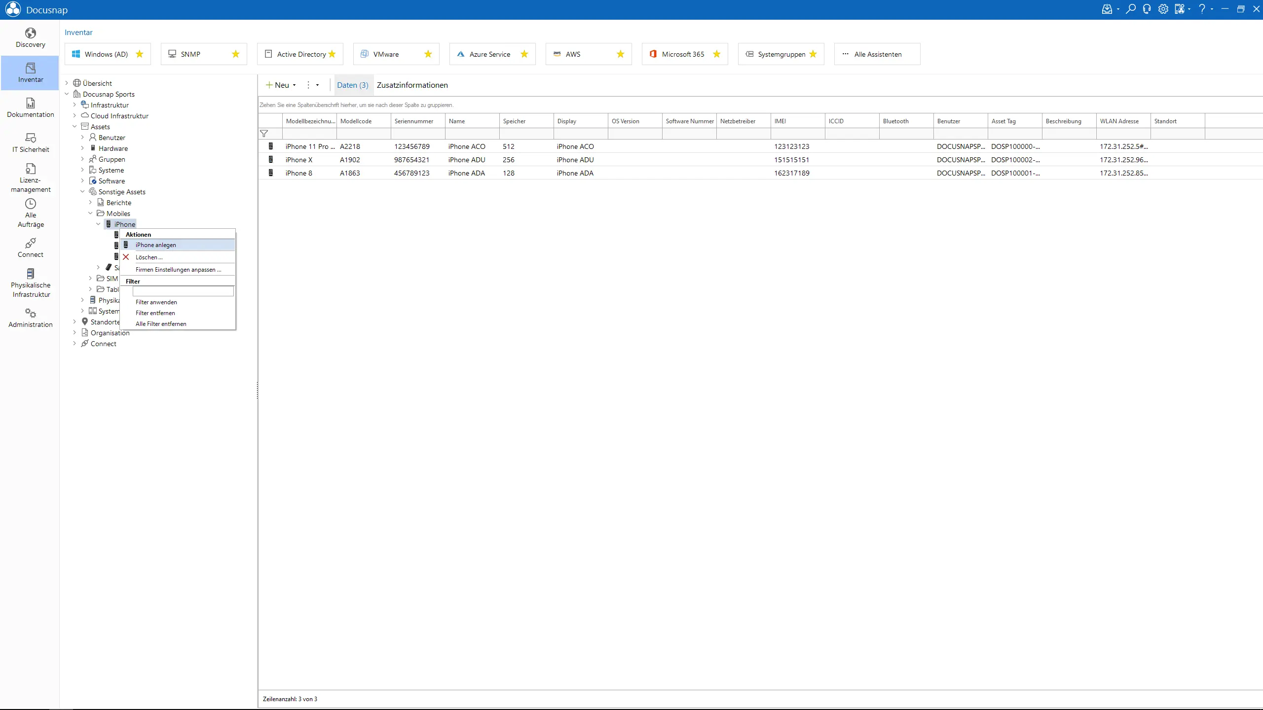 Screenshot IT-Assets anlegen