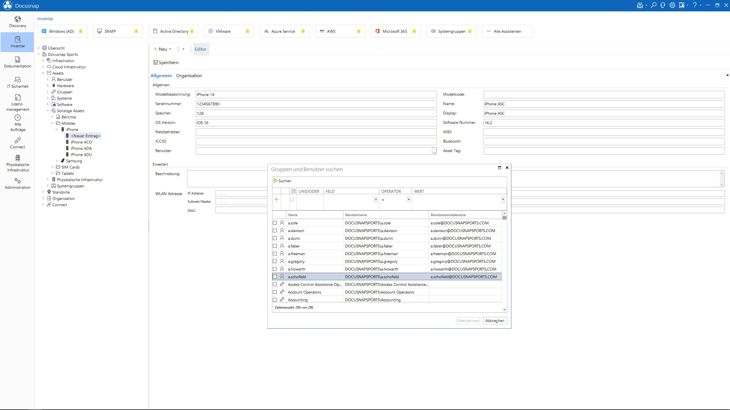 Screenshot IT-Asset System erfassen