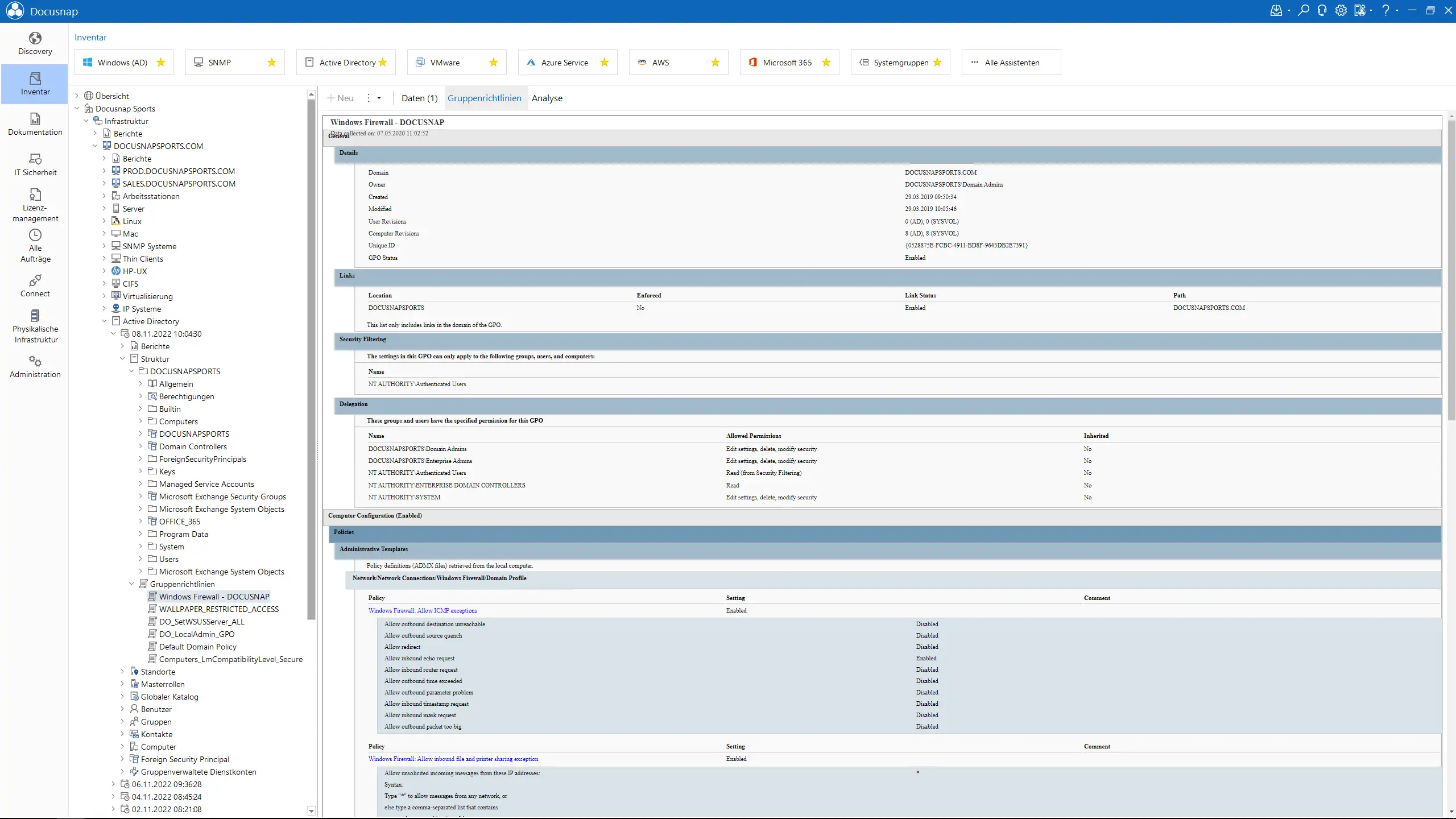 Screenshot der logischen Struktur des Active Directory