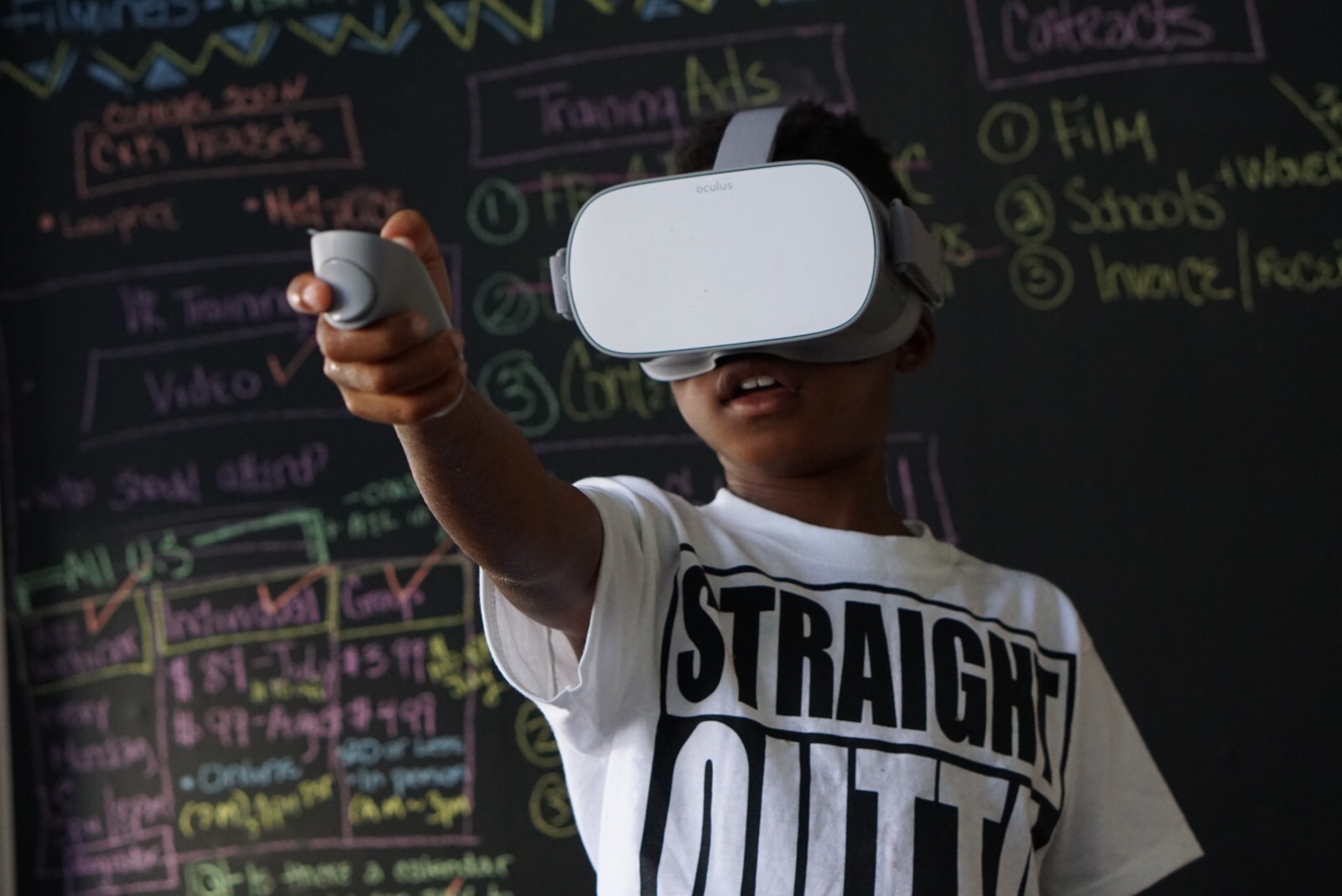 Student using VR Headset in a virtual field trip