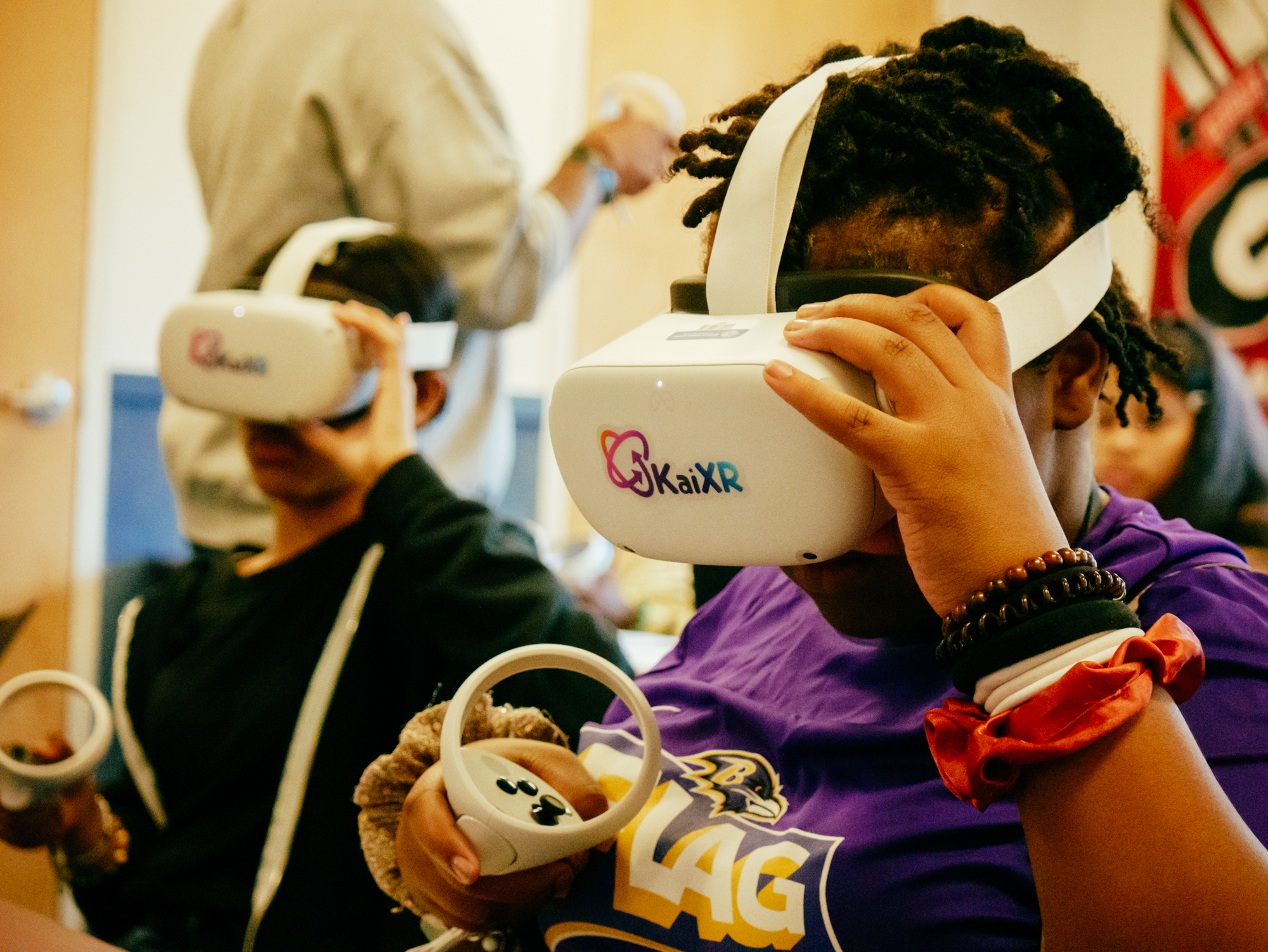 Two students using VR Headsets