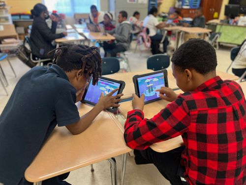 students on tablet on kai xr platform