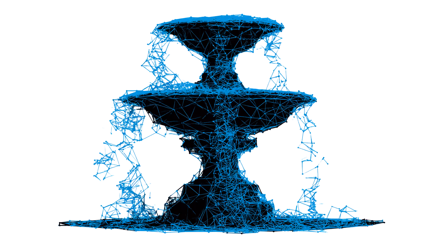 Abstrakte Polygon-Grafik eines römischen Brunnens als Symbol für Geben, Empfangen, Resonanz und gelingende Beziehungsgestaltung.