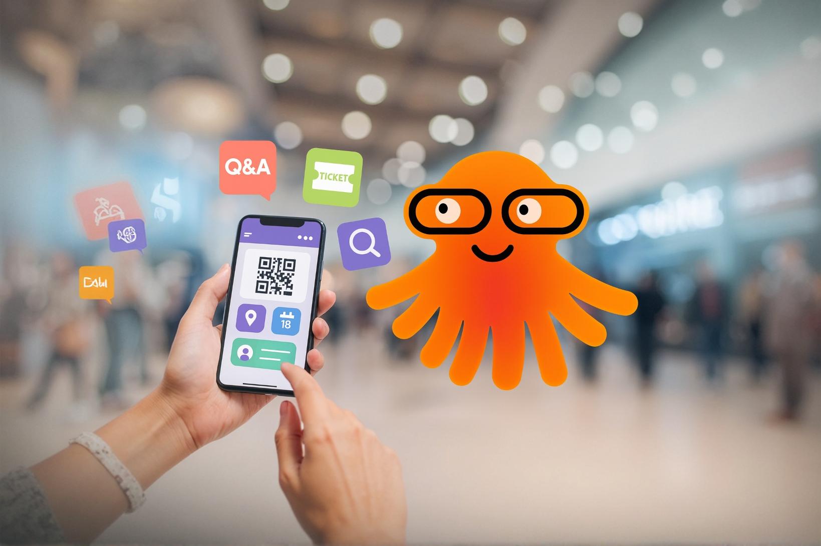Visitors use event app during conference