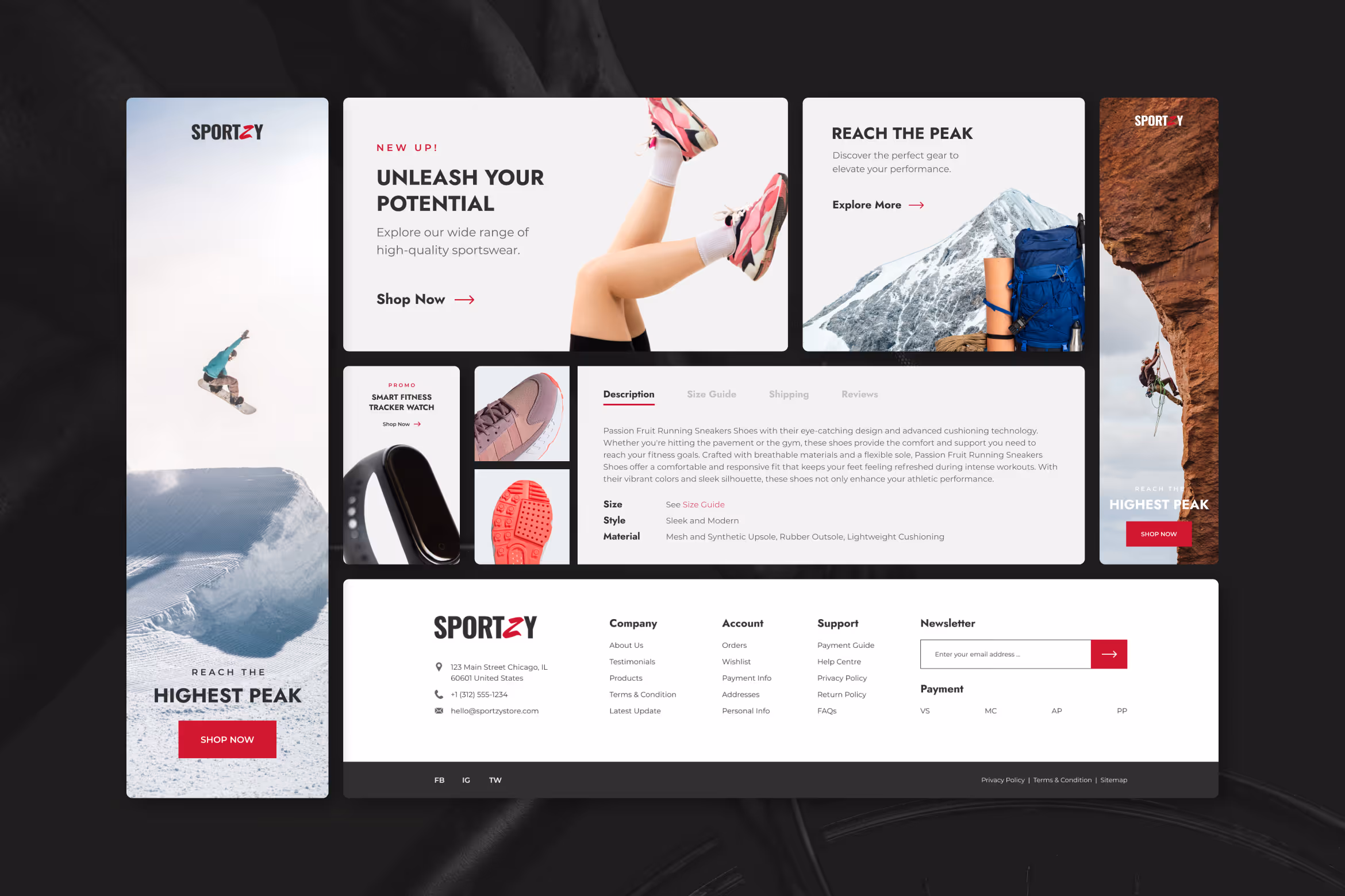 Ny nettside for sport og friluftsliv med produktdetaljer, kampanjer og brukervennlig design.
