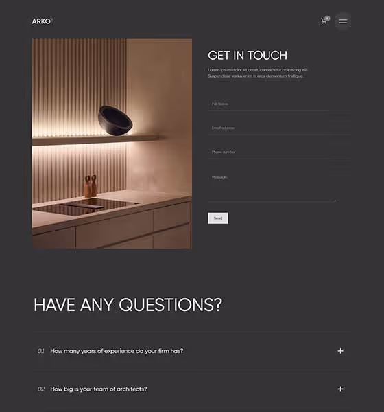 Screenshot Contact 01 - Arko Webflow Template