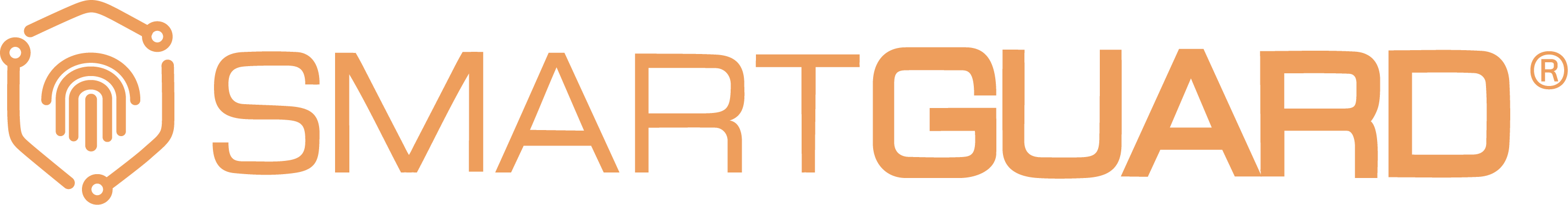 Orange SmartGuard logo with a fingerprint inside a hexagonal shield icon.