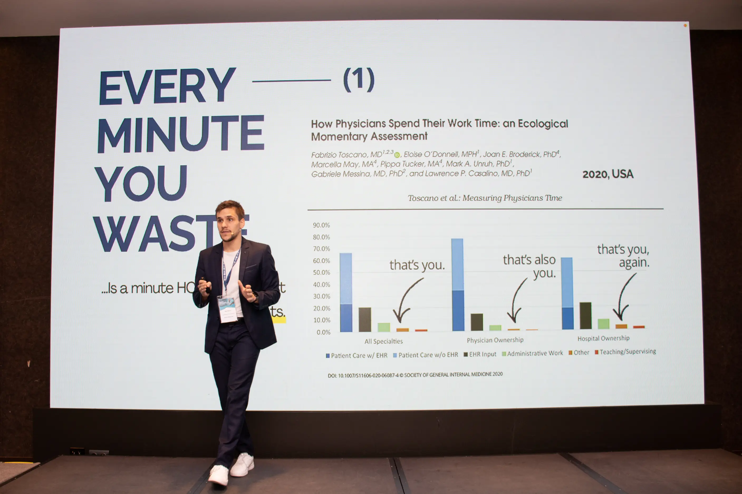 Pharma leader presenting at the stage