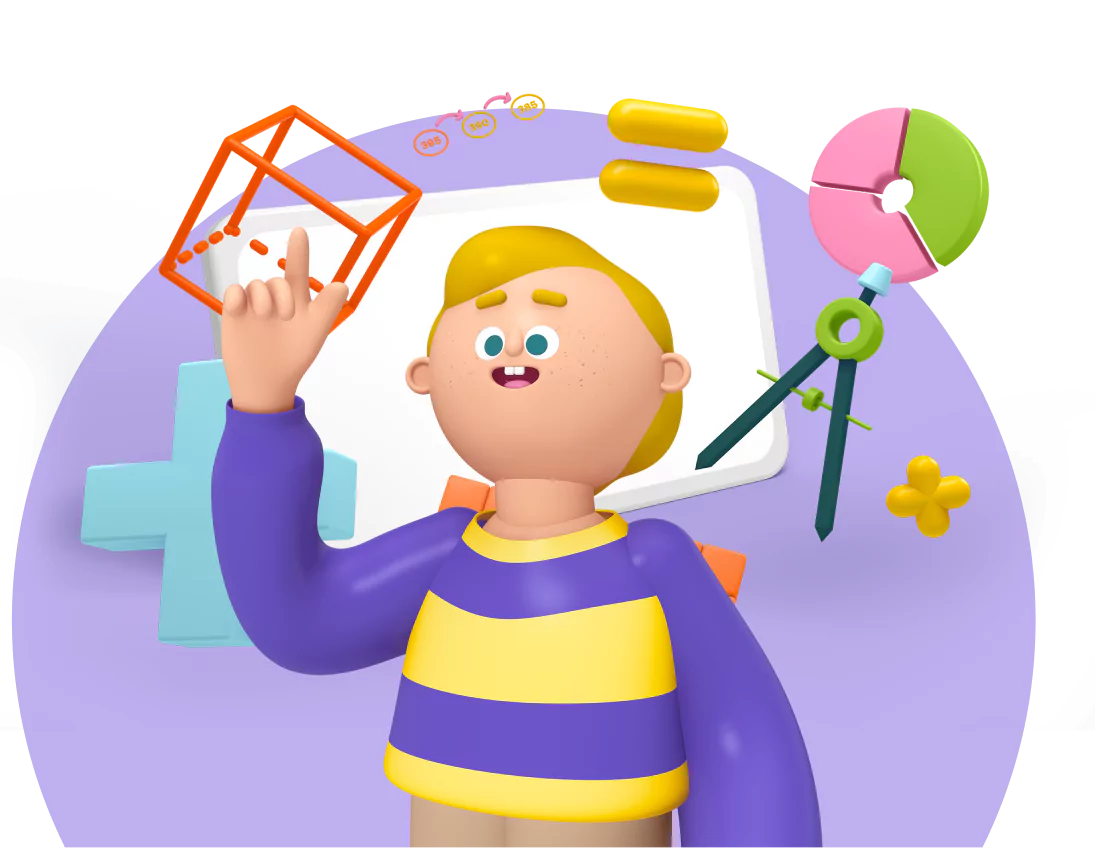 Student with math symbols