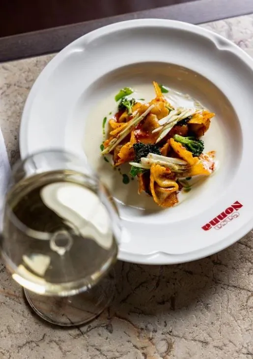 Gourmet and colorful dish prepared with fresh ingredients for a seminar.