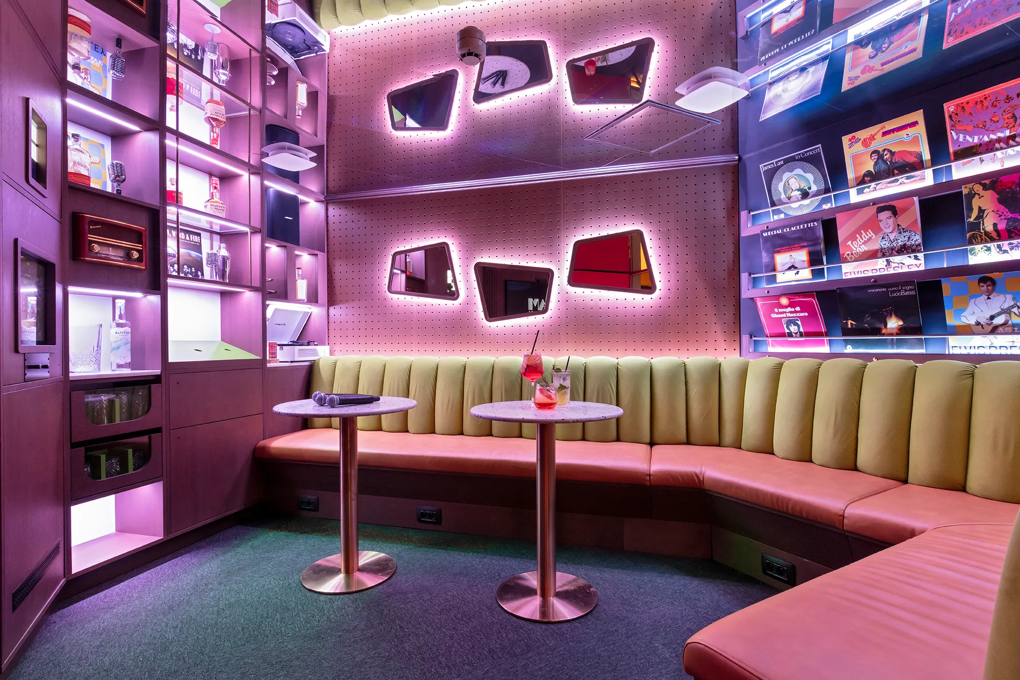 Private karaoke rooms at the Hotel Les Aiglons