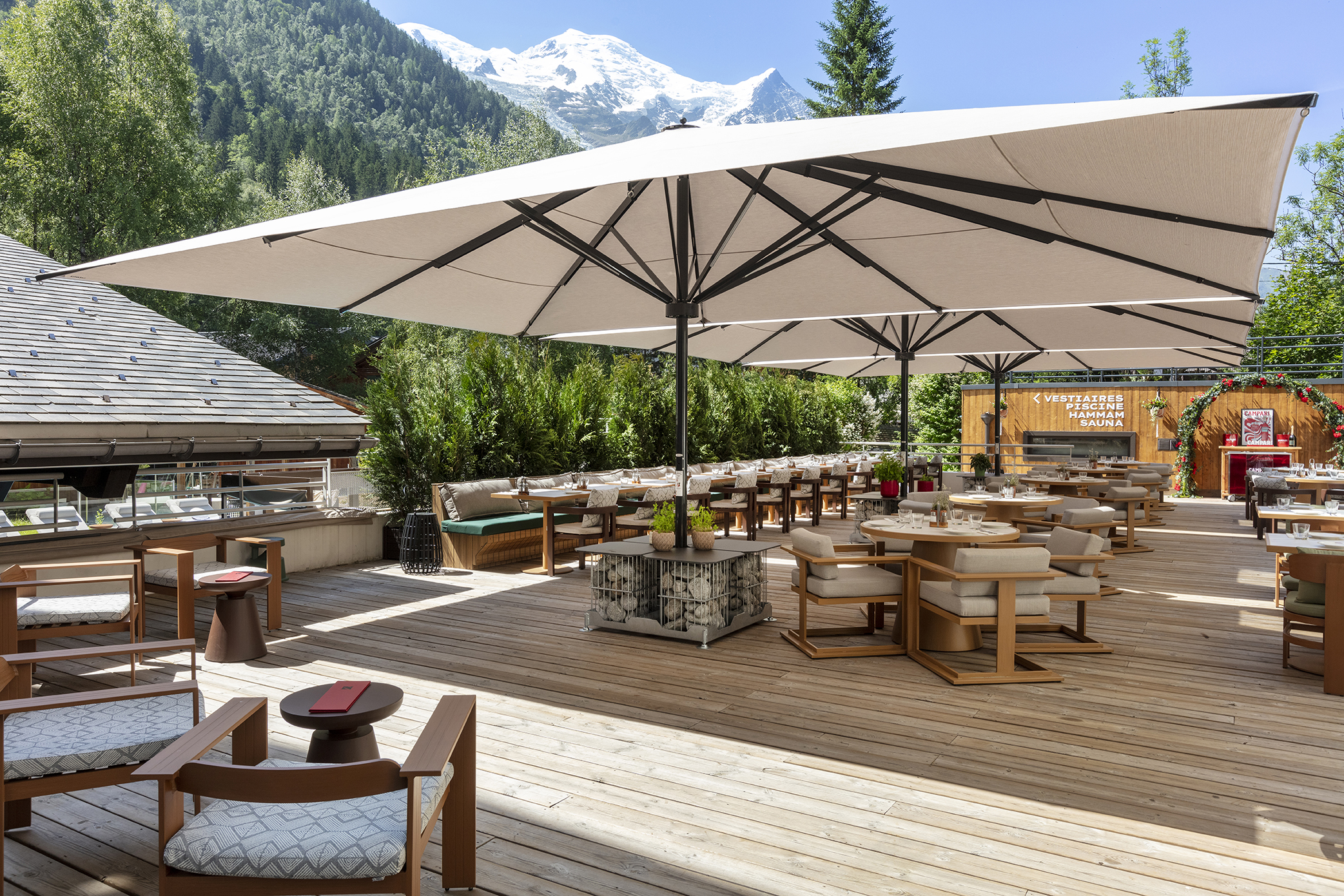 Dining experience at the restaurant in Chamonix Mont-Blanc, overlooking the mountains